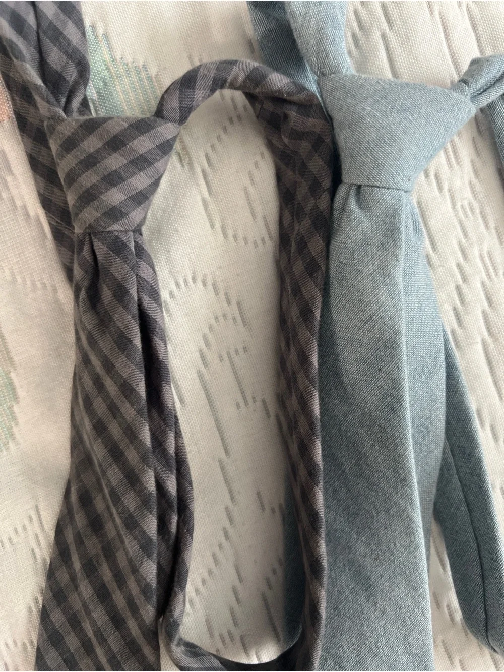 Boys Gray Plaid & Light Blue Solid Neckties